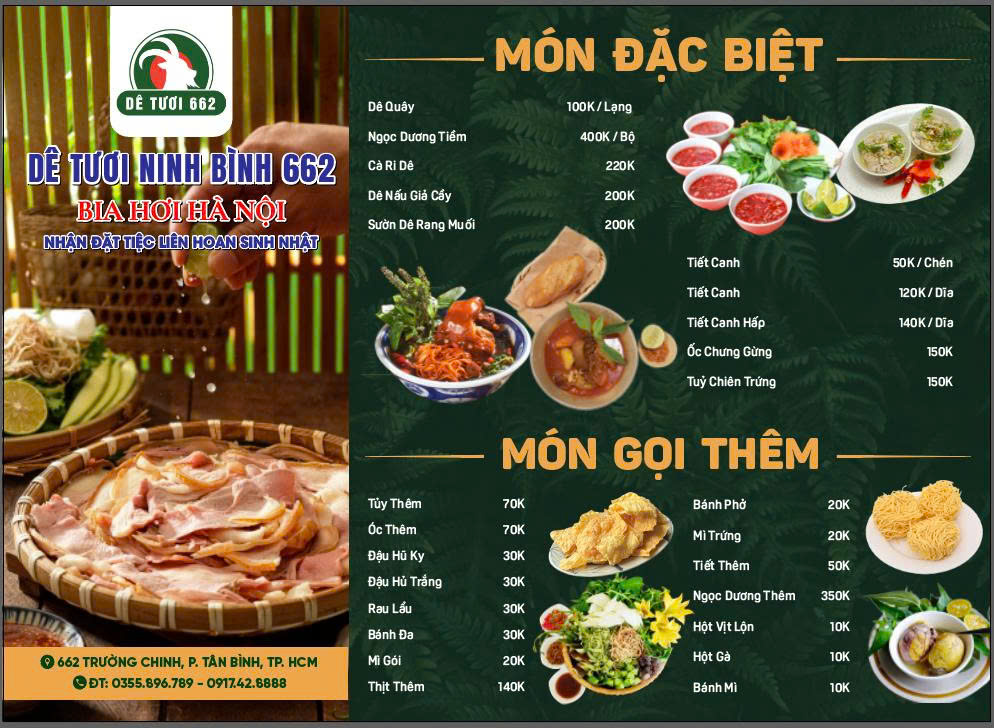 Menu 1 – Dê Tươi 662