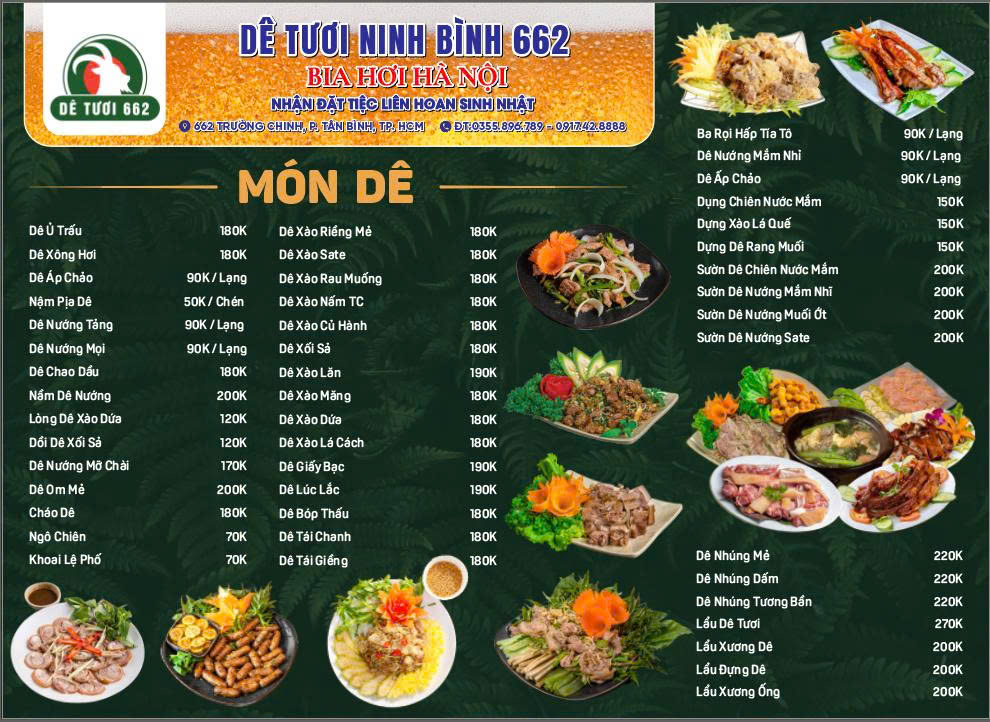 Menu 2 – Dê Tươi 662